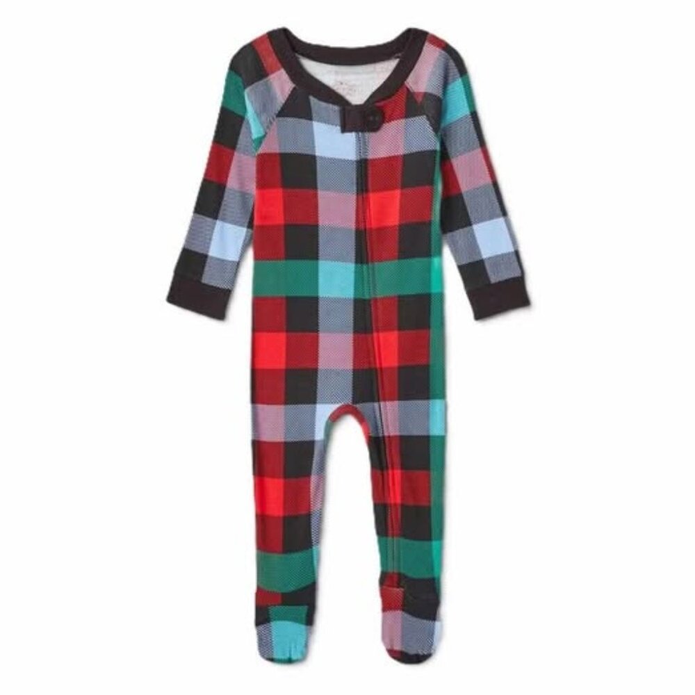NWOT Baby Buffalo Check Footed Pajama - Wondershop, 3/6 Month.